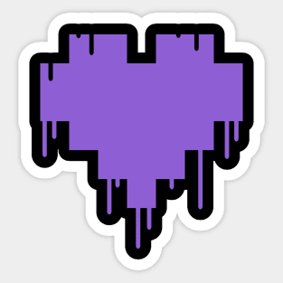 Purple Dripping Pixel Heart Sticker